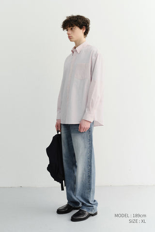 UNISEX CLASSIC STRIPED BD OVERSHIRT SOFT PINK