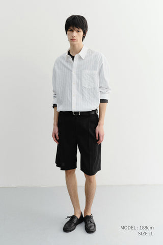 PLEATED BERMUDA SHORTS BLACK