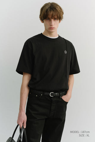 UNISEX LOGO CREASE T-SHIRT BLACK