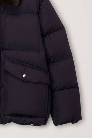 UNISEX COLLARED GOOSE DOWN JACKET DEEP BROWN
