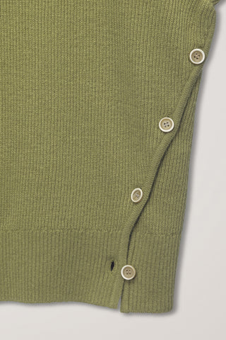 UNISEX BUTTONED CREWNECK SWEATER OLIVE