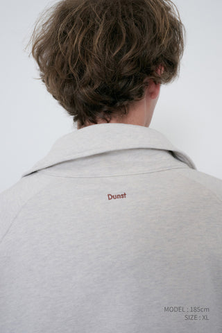 UNISEX LEATHER LOGO HALF ZIP-UP SWEATSHIRT OATMEAL MELANGE