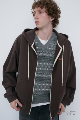 UNISEX CRAFTED V-NECK KNIT VEST GREY