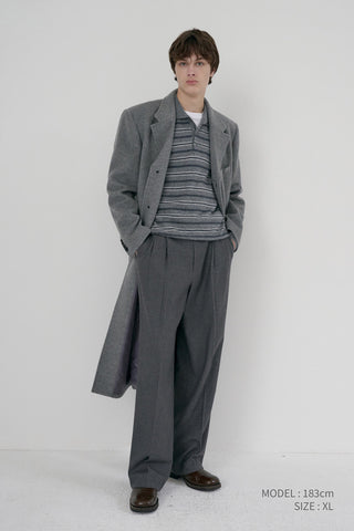 UNISEX 2-WAY 3 BUTTON CASHMERE COAT MELANGE GREY