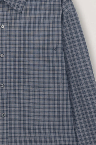 UNISEX CROPPED CHECKED SHIRT NAVY CHECK