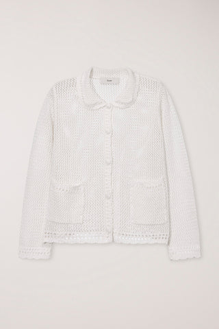 CROCHET COLLARED CARDIGAN IVORY