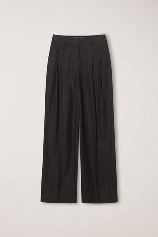 WINTER FLANNEL SLACKS DARK BROWN STRIPE