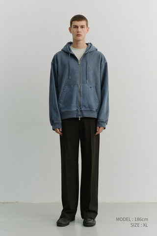 UNISEX GARMENT DYED ZIP-UP HOODIE NAVY