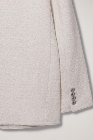 UNISEX COLLARLESS TWEED JACKET CREAM
