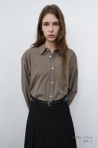 UNISEX INFORMAL SHIRT BROWN STRIPE