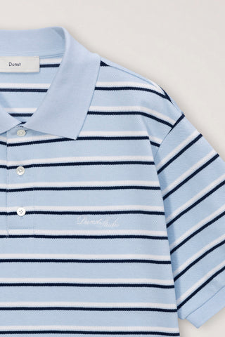UNISEX STRIPED POLO SHIRT SOFT BLUE
