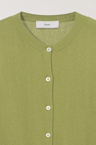 ESSENTIAL CREWNECK KNIT CARDIGAN OLIVE GREEN