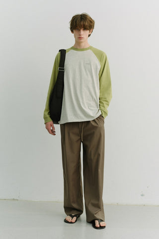 UNISEX RAGLAN T-SHIRT OLIVE GREEN OATMEAL MELANGE
