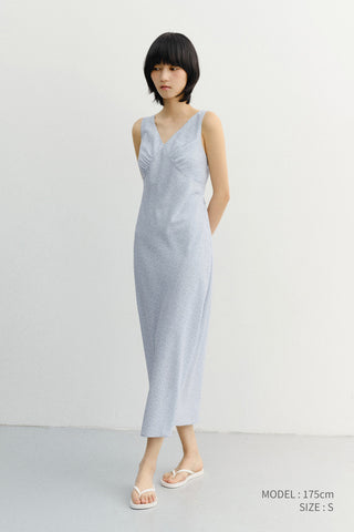 SLEEVELESS PATTERNED DRESS SOFT BLUE