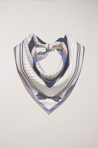 LINEAR FRAME SCARF CREAM NAVY