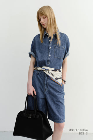 UNISEX LINEN DENIM SHIRT CLASSIC BLUE