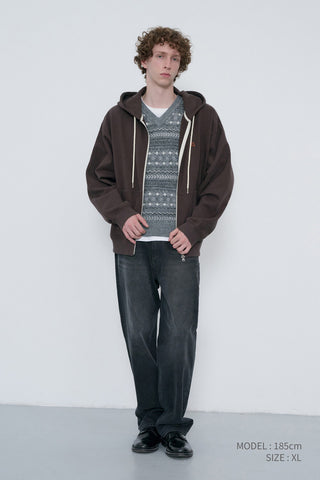 UNISEX CRAFTED V-NECK KNIT VEST GREY