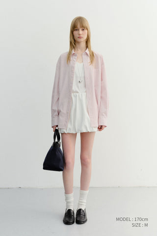 UNISEX CLASSIC STRIPED BD OVERSHIRT SOFT PINK