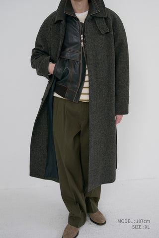 UNISEX RELAXED BALMACAAN COAT BROWN TWEED