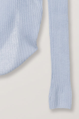 2-WAY SHIRRING KNIT TOP SOFT BLUE