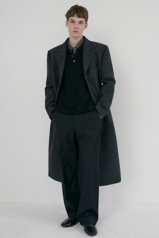 UNISEX 2-WAY 3 BUTTON COAT GREY STRIPE