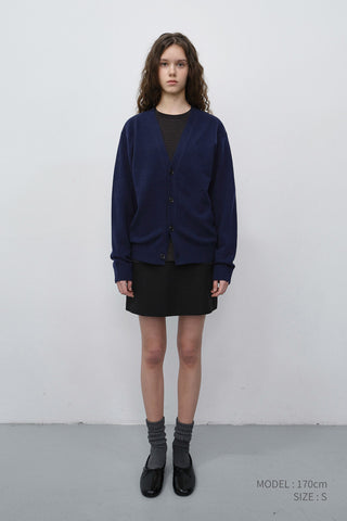 UNISEX V-NECK CARDIGAN BLUE NAVY