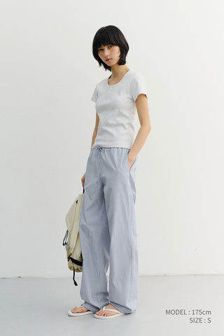 PAJAMA STRING PANTS SOFT BLUE CHECK