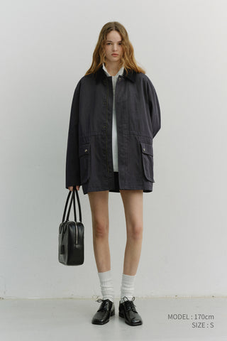 UNISEX RELAXED HALF ZIP-UP SWEATSHIRT LIGHT MELANGE GREY