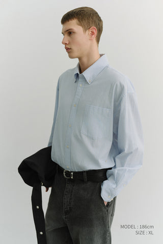 UNISEX OVERSIZED BD STRIPED SHIRT BLUE GREY STRIPE