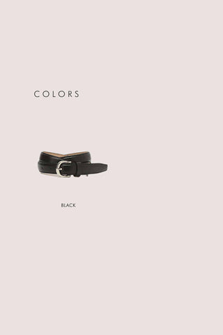 D-BUCKLE SLIM LEATHER BELT BLACK