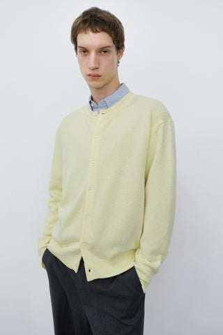 UNISEX CREWNECK KNIT CARDIGAN LEMON BUTTER