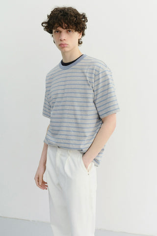 UNISEX STRIPED T-SHIRT MELANGE GREY BLUE