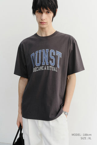 UNISEX VINTAGE ARCH LOGO T-SHIRT CHARCOAL GREY
