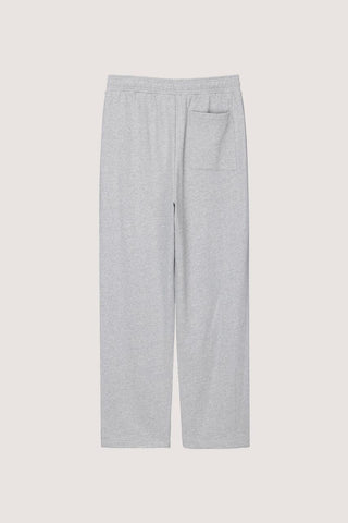 UNISEX LEATHER LOGO WIDE SWEAT PANTS MELANGE GREY