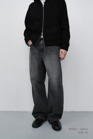 RELAXED CURVED JEANS WASHED GREY