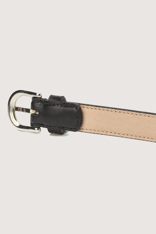 D-BUCKLE SLIM LEATHER BELT BLACK