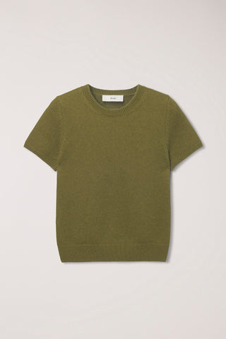 HALF SLEEVE KNIT TOP OLIVE GREEN