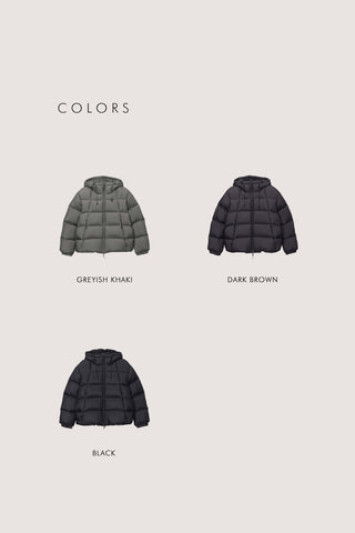 UNISEX HOODED VOLUME GOOSE DOWN JACKET BLACK