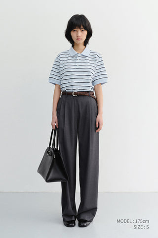 UNISEX STRIPED POLO SHIRT SOFT BLUE