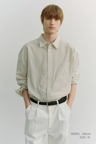 UNISEX 2-WAY OVERSIZED STRIPED SHIRT IVORY STRIPE