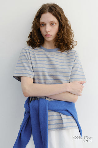 UNISEX STRIPED T-SHIRT MELANGE GREY BLUE