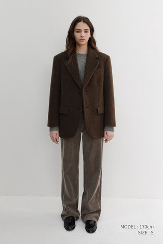 UNISEX ALPACA BLAZER COAT BROWN