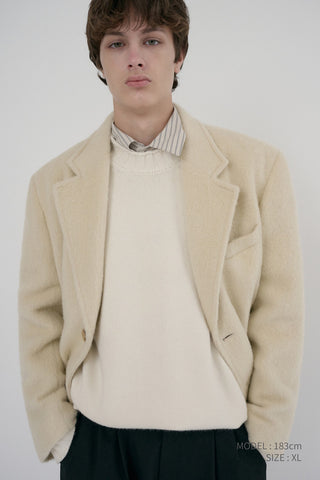UNISEX ALPACA BLAZER COAT BUTTER BEIGE