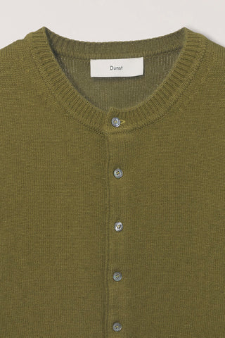 UNISEX CREWNECK KNIT CARDIGAN OLIVE GREEN