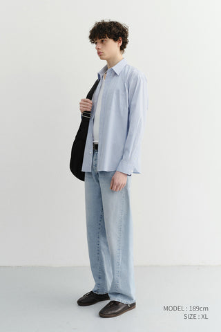 UNISEX CROPPED STRIPED SHIRT BLUE STRIPE