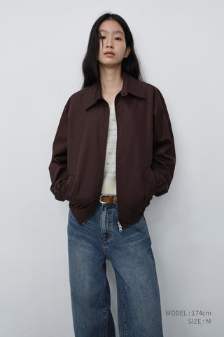 UNISEX COLLARED BLOUSON JACKET BROWN