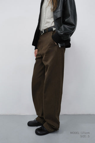 STRAIGHT CHINO SLACKS BROWN