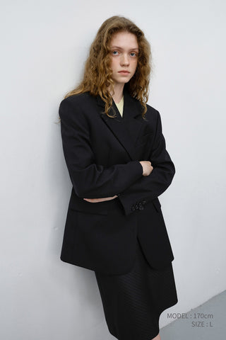 ESSENTIAL 2 BUTTON WOOL BLAZER BLACK