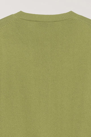 ESSENTIAL CREWNECK KNIT CARDIGAN OLIVE GREEN