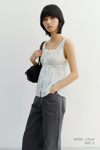 SHIRRING SLEEVELESS BLOUSE IVORY